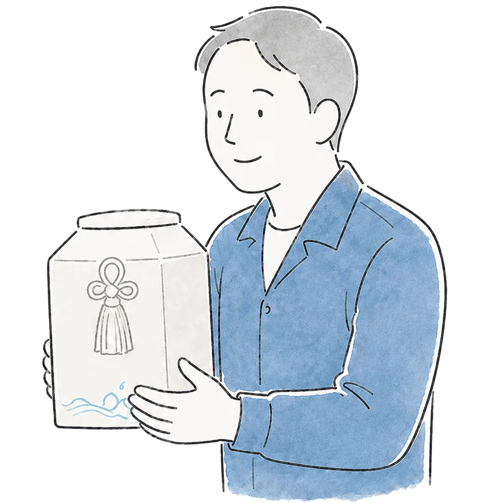 ご遺骨を大切に預かるスタッフのイラスト