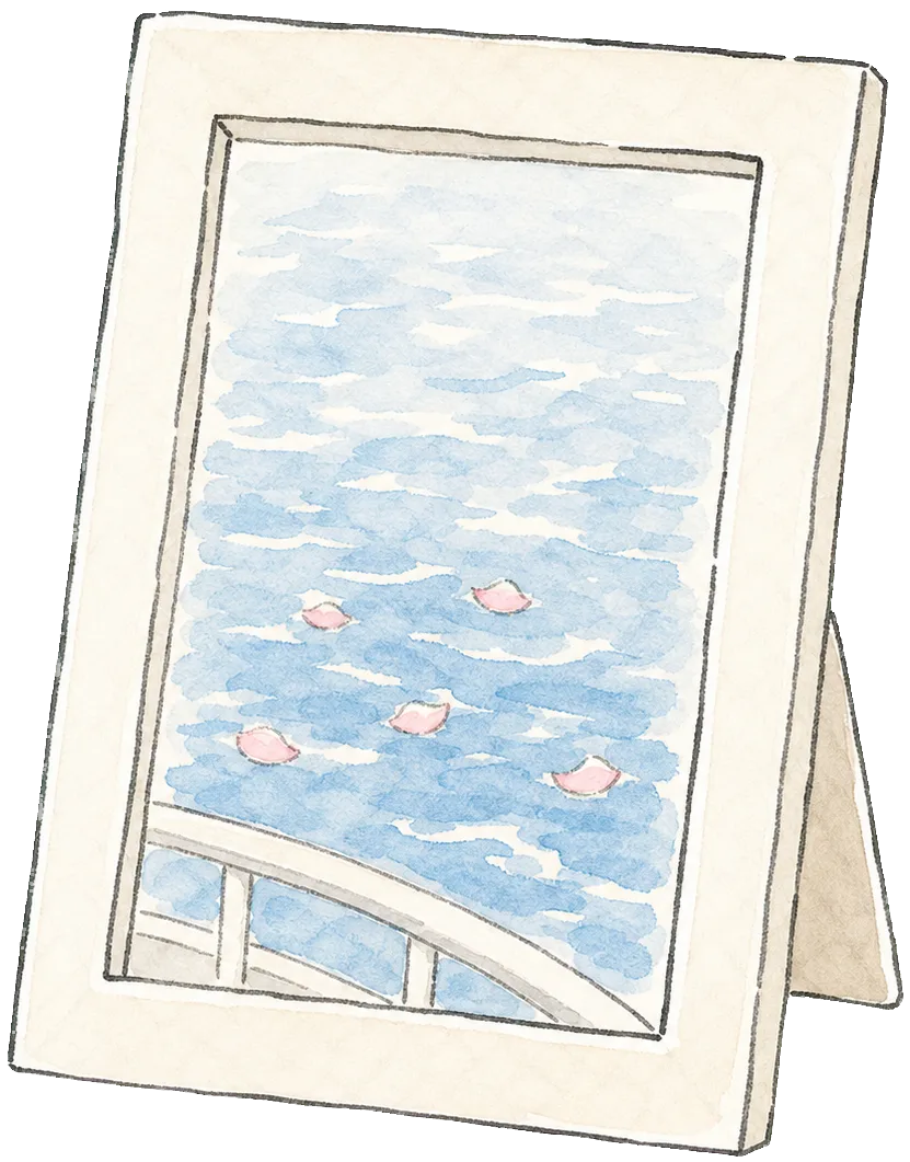 石垣島の海を写した写真立てのイラスト