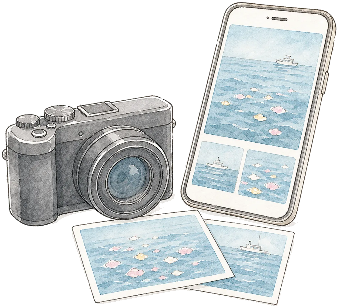 写真・動画撮影データのイラスト